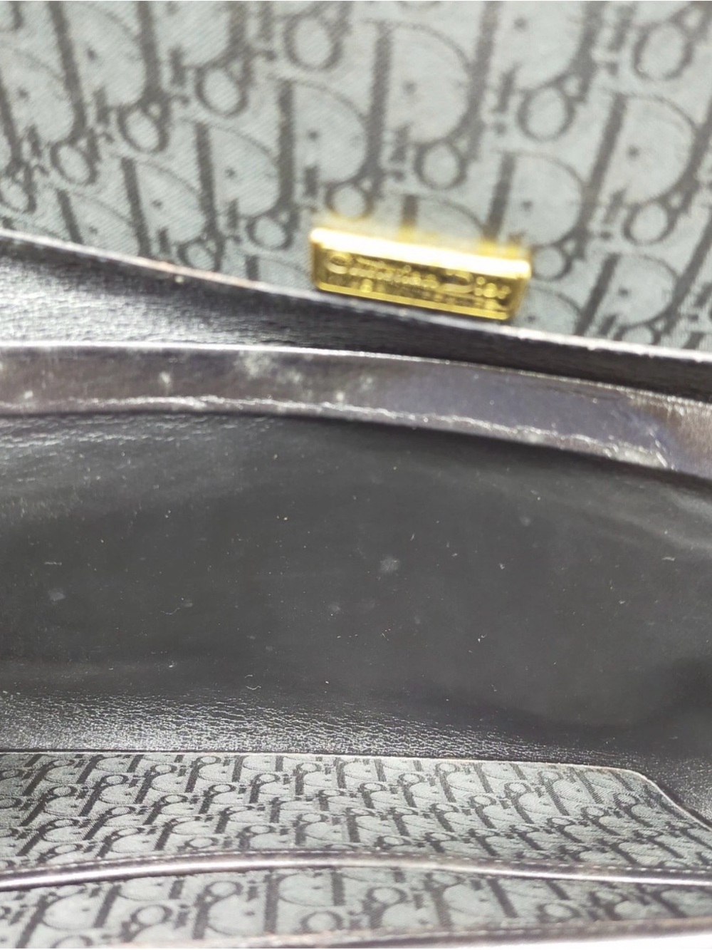 Dior Black Monogram Tote with Gold Plaque - Picture 10 of 13